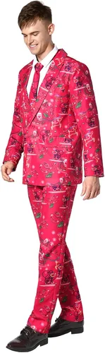 Vista 4 de Gardentime Trajes de Navidad para hombres, disfraz feo divertido para adultos, chaqueta de Navidad para hombre, traje de cosplay con pantalones