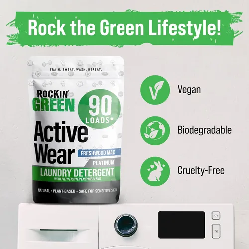 Vista 7 de Detergente para ropa Rockin' Green, Detergente en polvo para ropa a base de plantas, Detergente para ropa totalmente natural, Combate el olor vegano
