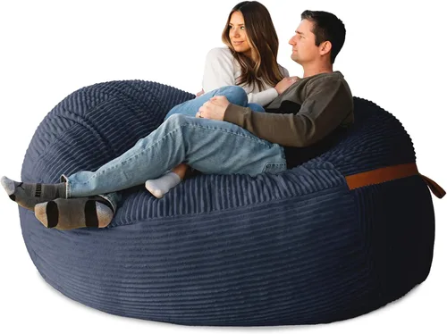 Vista 73 de Big Joe Fuf Silla Puf de Espuma de 5 Pies de Tamaño Extra Grande con Funda Extraíble para Niños, Adolescentes, Adultos, Onyx Lenox, Poliéster Tejido
