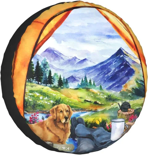 Vista 9 de Cool Campers - Cubierta de neumático de repuesto para remolques de viaje, impermeable, protección solar UV, se adapta a camiones, SUV, cubiertas