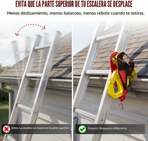 Vista 8 de Lock Jaw - Gancho estabilizador de escalera de techo para canalón, separación en 5 segundos con seguridad de bloqueo deslizante, evita que