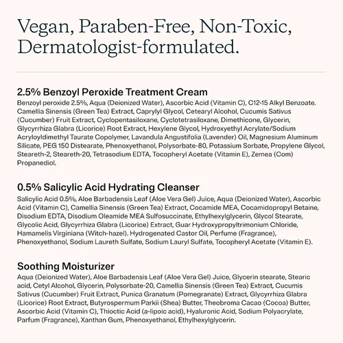 Vista 10 de MDacne Kit de Tratamiento Facial para Acné en 3 Pasos, Crema de Peróxido de Benzoilo 2.5%, Limpiador de Ácido Salicílico, Hidratante de Niacinamida