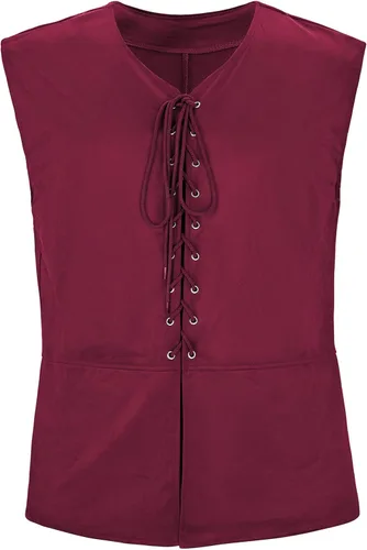 Vista 6 de Zando Chaleco pirata renacentista medieval vikingo para hombre, disfraz de Halloween o cosplay