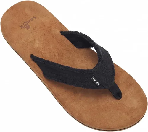 Vista 6 de Sanuk Fraid Not Flip-Flop para hombre Negro/Bronceado
