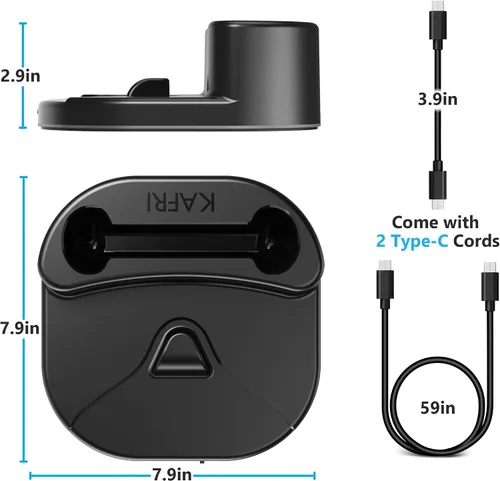 Vista 7 de KAFRI Base de carga para Oculus Quest 2 con luz LED soporte de carga de auriculares de realidad virtual y soporte de controlador accesorios