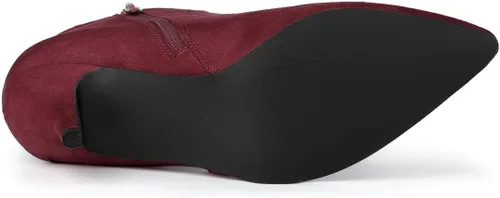 Vista 5 de Allegra K Botines de tacón de aguja con cremallera lateral y punta puntiaguda para mujer