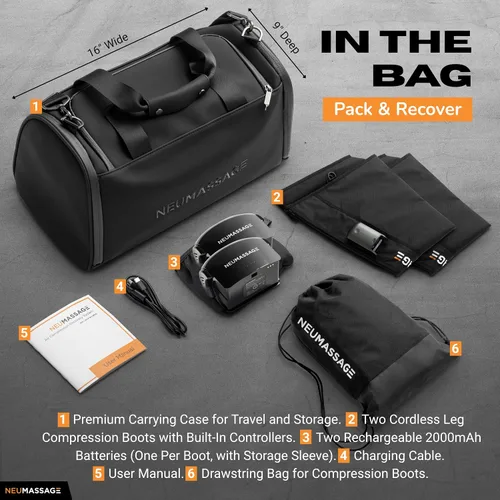 Vista 4 de Sistema de recuperación de masaje de compresión de pierna profesional NEUMASSAGE Botas de recuperación de aire recargables inalámbricas