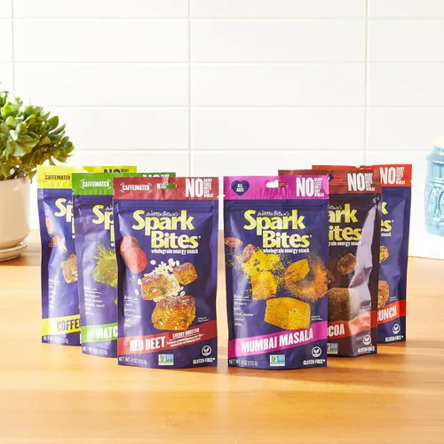 Vista 7 de SPARK BITES – Paquete variado de 6 (uno de cada sabor), sin alérgenos, a base de plantas, aperitivo energético saludable – Una liberación constante