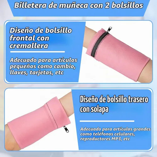 Vista 3 de Deekin Bolsa de muñeca con cremallera, 6 piezas, cartera de viaje, bolsillo para mujer, banda para billetera, para hombres, tarjeta, llave, correr