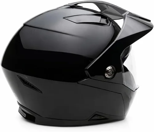 Vista 4 de MMG Casco deportivo dual para motocicleta todoterreno dirt bike ATV - Visera abatible - Modelo 23 (negro brillante, mediano)