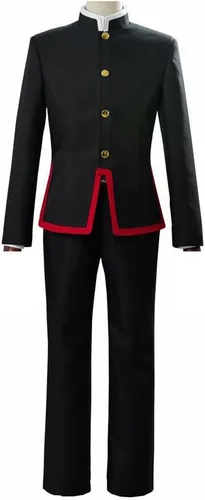 Vista 9 de Okazaki Disfraz de cosplay de Hanako Kun, conjunto completo de uniforme escolar, conjunto completo de Halloween con sombrero Hanako(con capa)