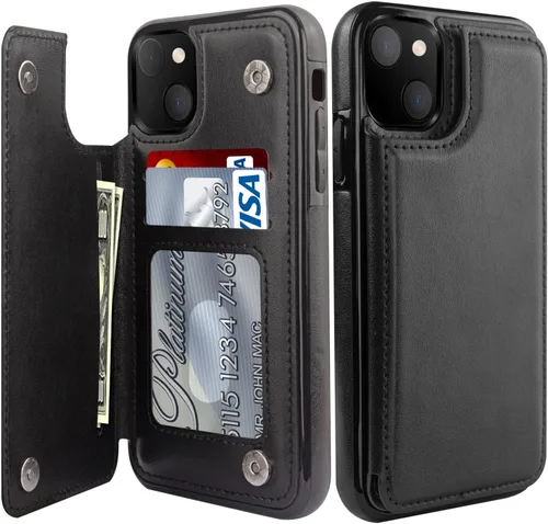 Vista 140 de LETO para iPhone 15 Pro Funda tipo cartera - Tapa tipo folio con patada - Diseños de moda - Tarjetero - Funda protectora para mujeres y niñas - 6.1