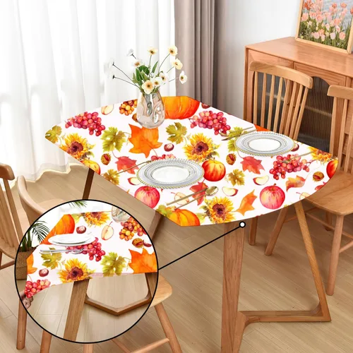 Vista 21 de Mantel ajustado blanco con elástico para mesas plegables de 48x48 pulgadas, manteles lavables y elásticos de elastano para mesas de cartas, manteles