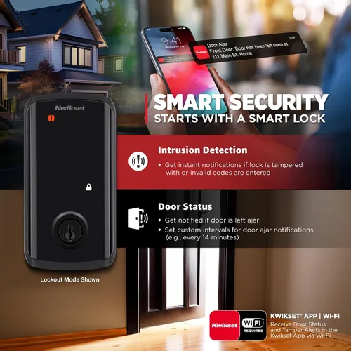 Vista 7 de Kwikset Halo Select Plus Cerrojo Inteligente de Pantalla Táctil Negro Mate Apple Home Keys Tap-to-Unlock, Wi-Fi y Matter Habilitado con Sensor