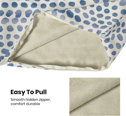 Vista 5 de CXMEIFLY Fundas de almohada de lunares 16x16 pulgadas, juego de 2 fundas de almohada azules y crema para exteriores, fundas de almohada decorativas