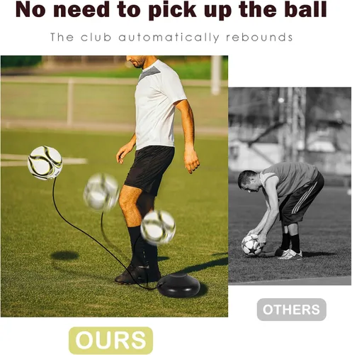 Vista 5 de TNZMART Entrenador de malabarismo con balón de fútbol, equipo de práctica de entrenamiento de fútbol ajustable con base de goma para principiantes