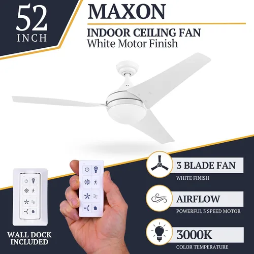 Vista 3 de Prominence Home Maxon - Ventilador de techo moderno de 52 pulgadas con luz, con control remoto, ventilador de interior de triple montaje con 3