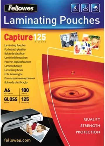 Vista 4 de Fellowes Capture A5 - Bolsas laminadoras brillantes (125 micrones, 100 unidades)
