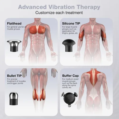 Vista 6 de HYAKO SE Pistola de masaje de terapia muscular, masajeador de vibración de tejido profundo, diseño no invasivo para cuidado de cuerpo completo