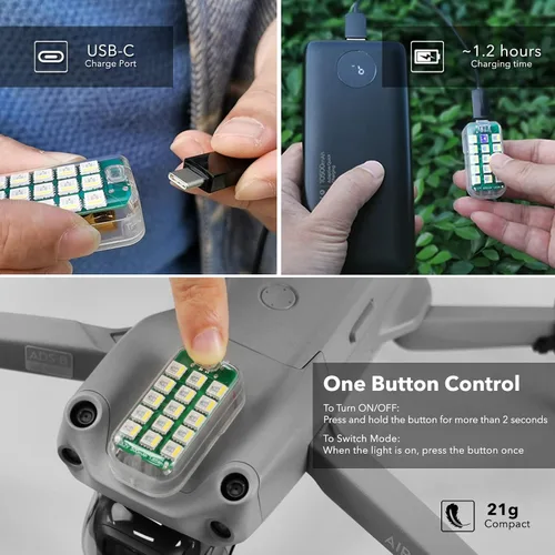 Vista 5 de SYMIK GS600 - Luz estroboscópica para dron, distancia de visibilidad de 3.7 mi (3.7 millas), color blanco/rojo/verde, cumple con el requisito