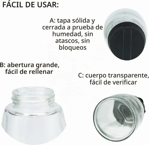 Vista 5 de MILEKE Salero y pimentero, recipientes para condimentos a prueba de humedad 150ML, paquete de 2