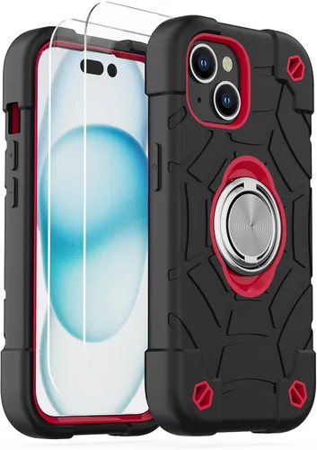 Vista 48 de KCJ Funda para iPhone SE 2022/2020, iPhone 8/7/6/6S, con [2×Protectores de Pantalla][Soporte de Anillo] Silicona Suave+PC Duro Protección Completa