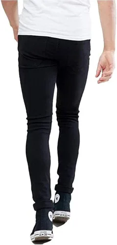 Vista 3 de HUNGSON Pantalones de mezclilla ajustados y rasgados para hombre