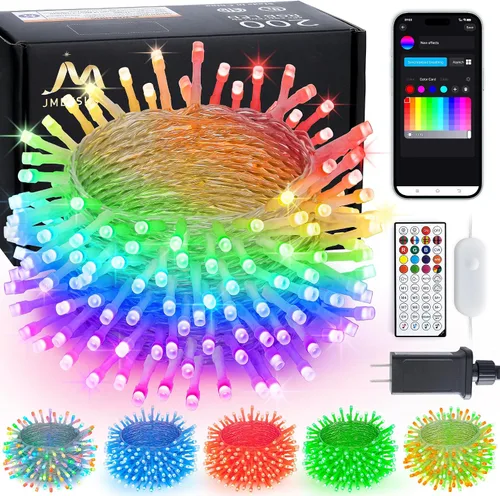 Vista 26 de JMEXSUSS 200 luces LED de Pascua al aire libre e interior para decoraciones, 66 pies conectables pastel luces de Pascua cadena de alambre