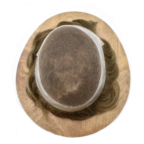 Vista 4 de Mens Toupee Hair Piece Real Cabello humano suave francés Encaje Toupee para hombres Sistema de reemplazo de cabello Hombres Hairpieces Hombres