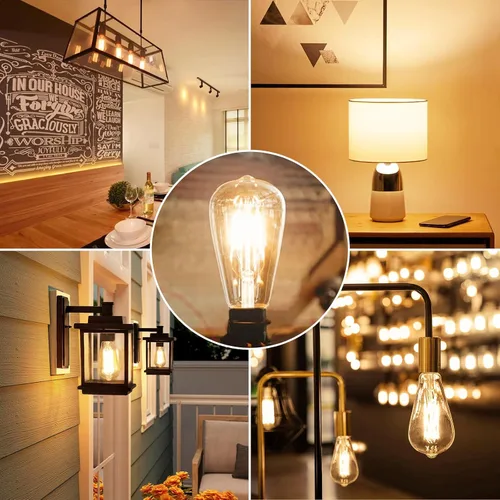 Vista 7 de Bombillas LED Edison vintage equivalentes a 60 W, regulables, 7 W, ST58, bombillas de filamento LED, blanco suave, 2700 K, iluminación