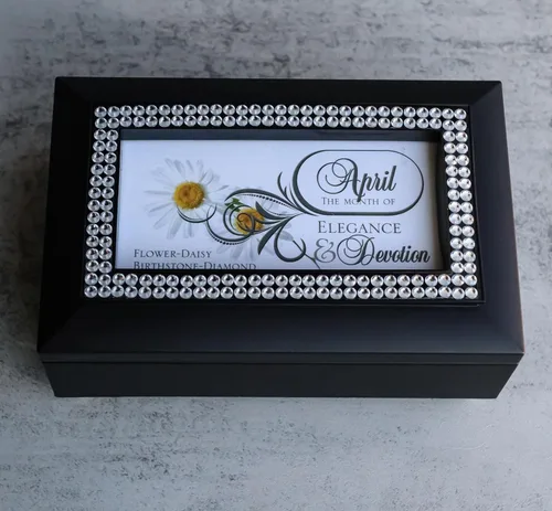 Vista 6 de Ebros Gift Cottage Garden - Caja de música con piedra natal y flores, toca todas las canciones clásicas americanas