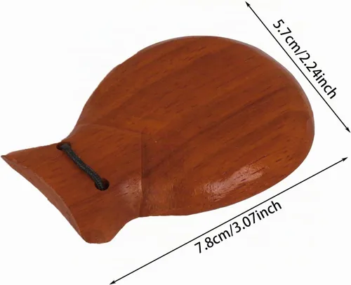 Vista 4 de Castañuelas españolas de caoba profesional, castañuelas de percusión de madera de percusión, instrumento musical para musical, 2.244 in x 3.071 in