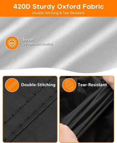Vista 4 de Funda para Carrito de Golf para 2 Pasajeros Resistente, 420D Impermeable Fundas para Carrito de Golf Techo Extendido Compatible con Carritos de Golf