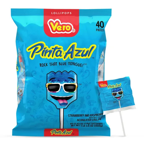 Vista 8 de Vero Manita Paletas sabor fresa y cereza caramelos en palo (bolsa de 40 unidades) - Paletas envueltas individualmente - Dulces mexicanos - Paletas