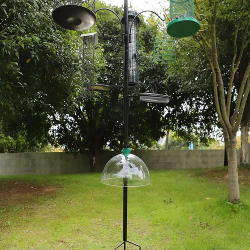 Vista 6 de PFNRTH Deflector de ardilla para gancho de pastor, o deflector de ardilla para colgar comederos para pájaros, cubierta protectora de cúpula