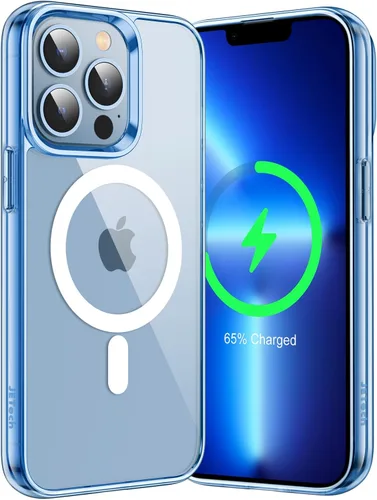 Vista 14 de JETech Funda magnética para iPhone 13 de 6.1 pulgadas, compatible con carga inalámbrica MagSafe, a prueba de golpes, parte trasera transparente