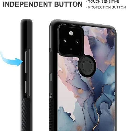 Vista 1664 de Compatible con Google Pixel 4A 5G Mobile Case Creative Acrylic Panel trasero Silicona Protección Grip especialmente diseñado para Google Pixel 4A 5G