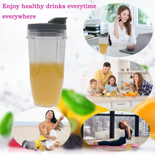 Vista 7 de Vasos de licuadora de repuesto para Ninja, vasos de licuadora de 24 onzas con tapas para llevar compatibles con Ninja BL450 BL456 BL480 BL482 BL642
