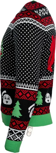 Vista 2 de Ghostbusters Logo Marhsmellow Hombre y árboles iluminan suéter feo de Navidad