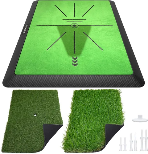 Vista 10 de COSPOPTIC Golf Hitting Mat with Swing Path Feedback, Heavy-Duty Rubber Base Anti-Slip Golf Training Mat, Extra Replaceable Surface, Portable