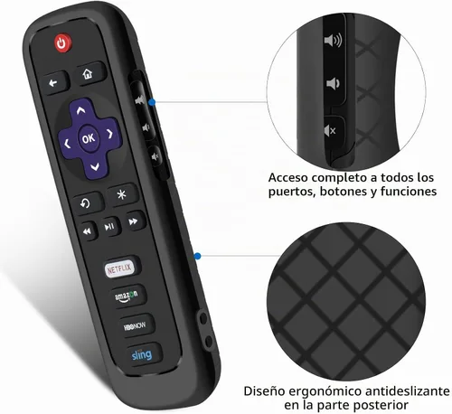 Vista 6 de Funda para mando a distancia Roku, cubierta de batería para TCL Smart TV Steaming Stick, funda protectora de silicona para control remoto universal