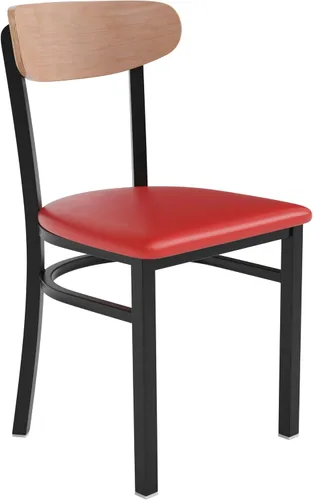 Vista 12 de Flash Furniture Wright - Silla de comedor comercial, respaldo de madera con acabado de abedul natural, asiento de vinilo negro, 500 libras