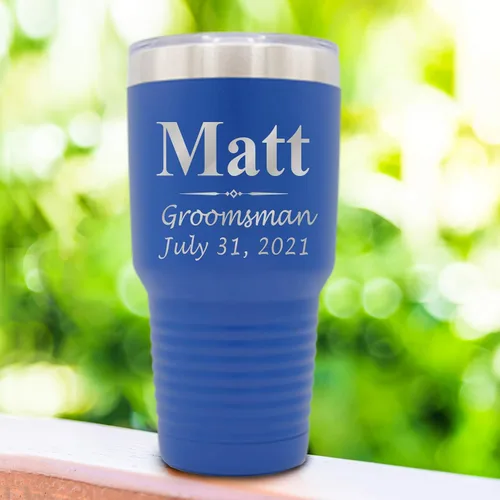 Vista 3 de Vaso de padrinos de boda grabado personalizado, taza de acero inoxidable aislada personalizada para padrino de boda, despedida de soltero, boda