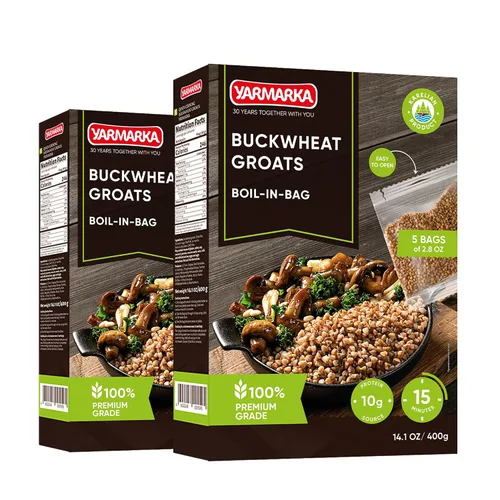 Vista 11 de Yarmarka Granos de trigo sarraceno hervido en bolsa, 5 x 80 g (14.1 oz) Kasha de grano entero descascarado, natural y puro, trigo sarraceno tostado