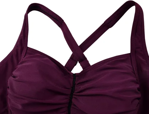 Vista 4 de Hilor Tankini para mujer, con control de abdomen, espalda cruzada, tankini