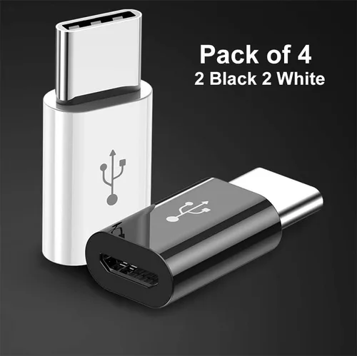Vista 5 de Adaptador Micro USB a USB C (paquete de 4), adaptador Micro-USB hembra a USB-C macho OTG compatible con Samsung Galaxy, LG, Huawei, teléfonos
