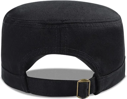 Vista 6 de QOHNK Gorra de béisbol de algodón para hombre y mujer, unisex, estilo cadete, militar, ajustable, con parte superior plana