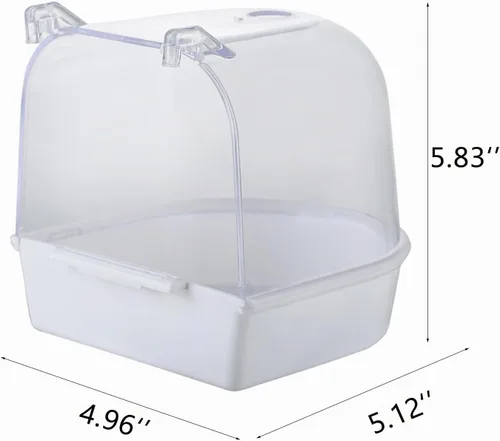 Vista 5 de IBWell Baño transparente para pájaros pequeños accesorios para jaulas de periquitos - Adecuado para cacatúas y periquitos