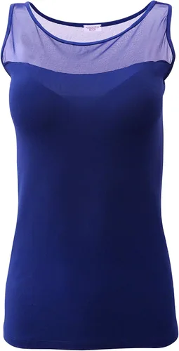 Vista 2 de EGI Camiseta de tirantes de tul para mujer, fabricada en Italia.