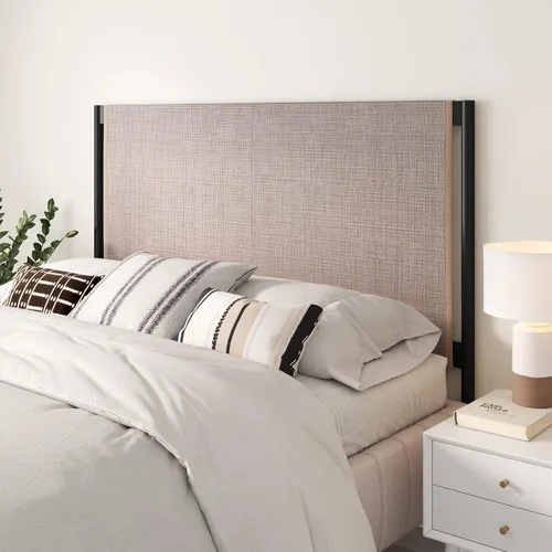 Vista 15 de Nathan James Harlow - Cabecera colgante de pared moderna, tamaño Queen, piel sintética marrón